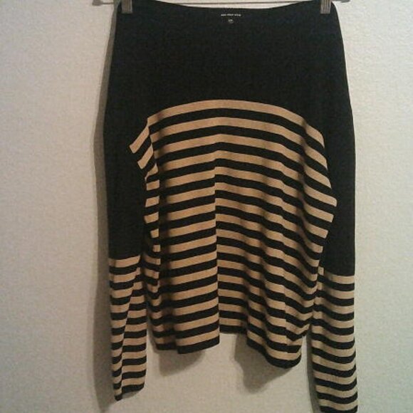 Who What Wear XXL Striped Sweater Black Tan Knit Long Sleeve Top - Picture 1 of 5